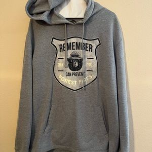 Gray Disney Smokey The Bear hoodie sweatshirt medium